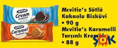 MCVİTİE'S SÜTLÜ KAKAOLU BİSKÜVİ 90 G/KARAMELLİ TARÇINLI KREMALI 88 G
